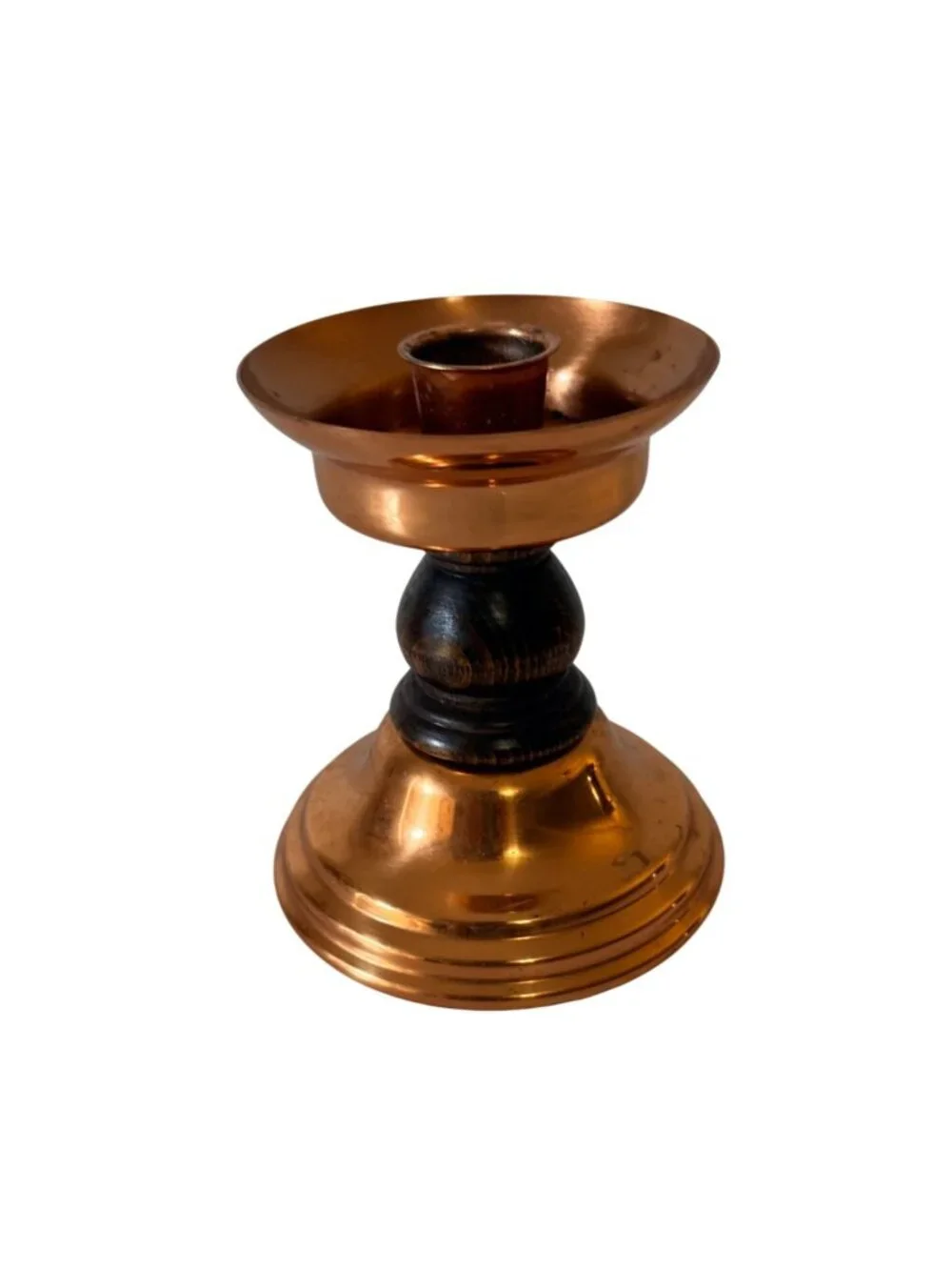 Coppercraft Guild Copper Wood Candlestick Holder Vintage Taper Candle Rustic MCM